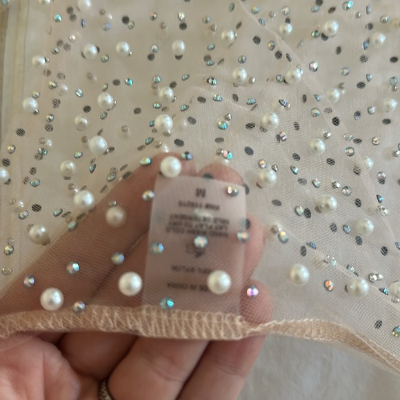 BEACH BUNNY glow sheer and glisten crop top in nude medium M from Revolve - Picture 3 of 6